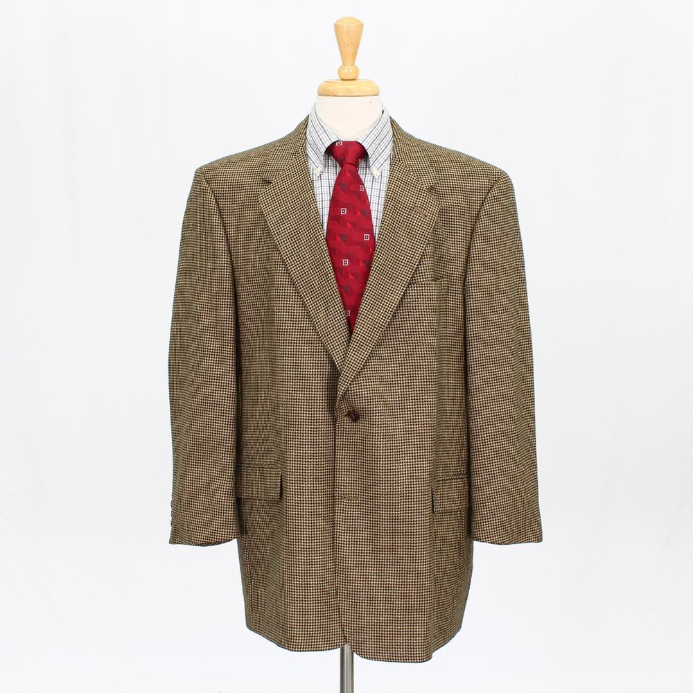 Hart Schaffner Marx 48R Brown HT Wool Two Button Blazer Sport Coat Jacket O833